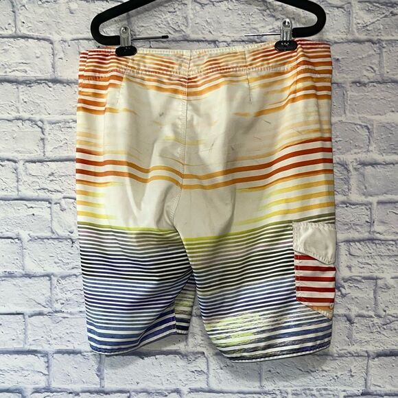 Volcom Men's Colorful Striped Cargo Surf Swim Board Shorts Size 34 - Picture 3 of 10